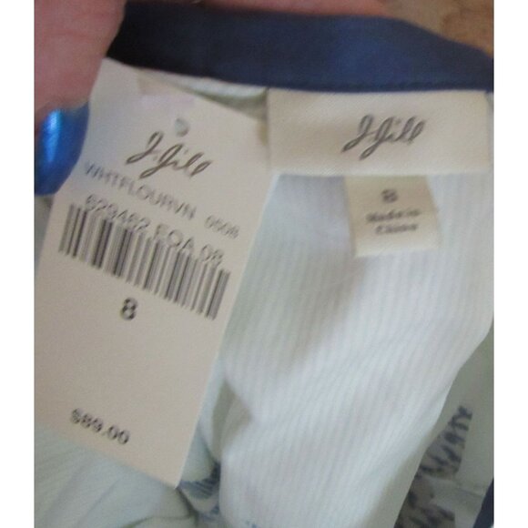 NWT J. Jill Blue & White Floral Silk Skirt Size 8 With Layered Design - Picture 5 of 5